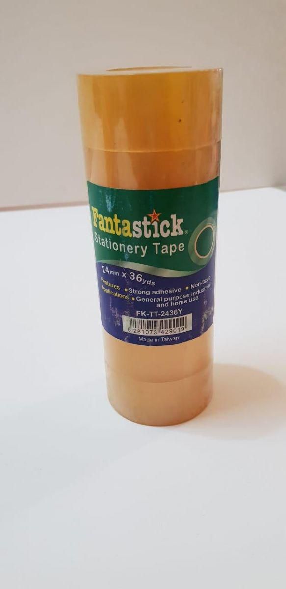 Fantastick Stationery Tape 1"X36yds Yellow Pack of 6rolls - Al Masam Stationery LLC Main image