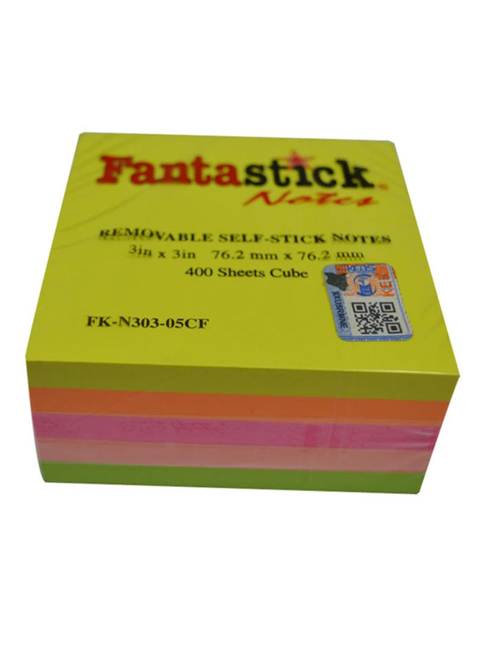 Fantastick Sticky Notes 3"x3" 5col. Fluorecent. - Al Masam Stationery LLC