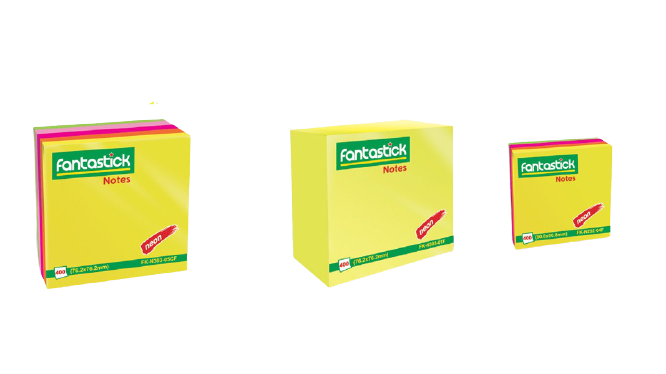 Fantastick Sticky Notes 3"x3" Fluorecent. Yelow - Al Masam Stationery LLC Main image