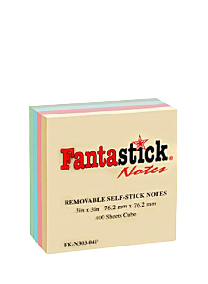 Fantastick Sticky Notes 3"x3" Pastel 4 Color. - Al Masam Stationery LLC