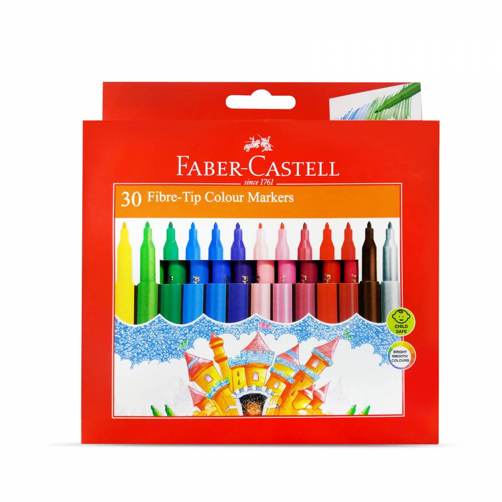 FABER-CASTELL Fibre Tip Pens Full Color Body - (30 Pcs) - Al Masam Stationery LLC