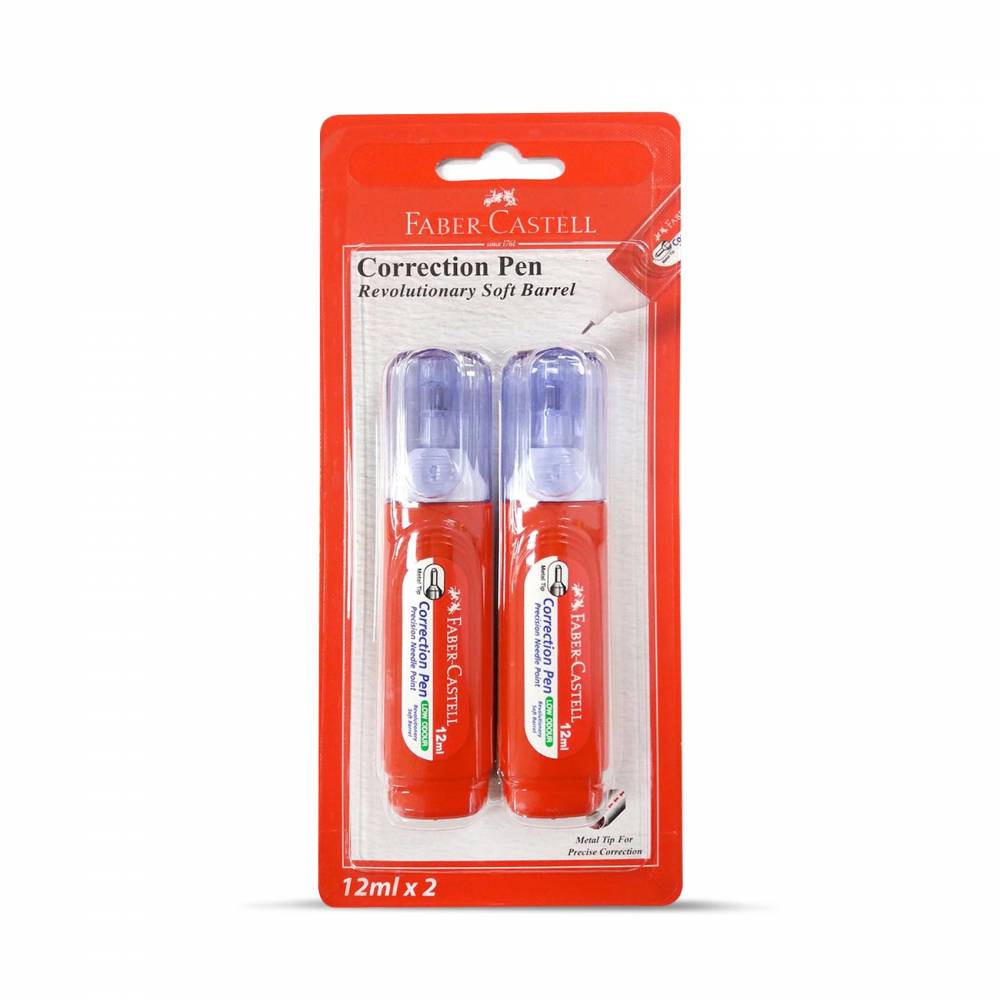 FABER-CASTELL Correction Pen Metal Tip Tank Shape 12ml - (2 Pcs) - Al Masam Stationery LLC