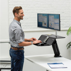 Fellowes Lotus Rt Sit-Stand Workstation - Black / Grey (For Dual Monitor) - Al Masam Stationery LLC