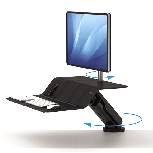 Fellowes Lotus Rt Sit-Stand Workstation - Black / Grey - Al Masam Stationery LLC Main image