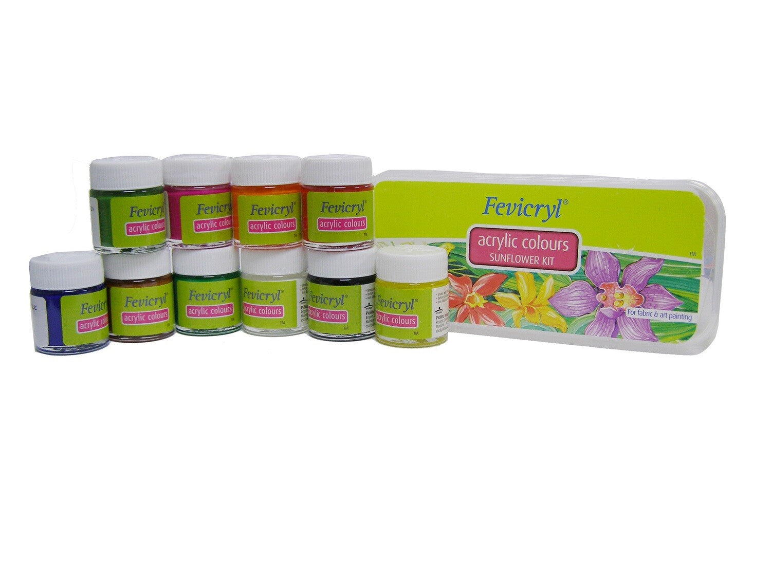 FEVICRYL ACRYLIC COLOUR SUNFLOWER KIT 10 COL 150ML - Al Masam Stationery LLC Main image