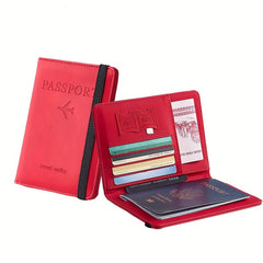 ELMAS 1pc RFID Passport Holder, Thin Passport Wallet, Leather Surface, Multi Functional Wallet, Travel Passport Holder, Cute Card Holder