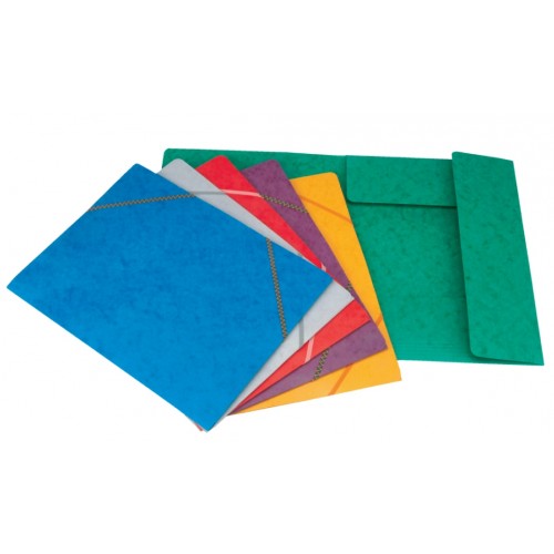 Blue FIS 4-fold folder made of 320gsm paper, designed for organizing documents efficiently.