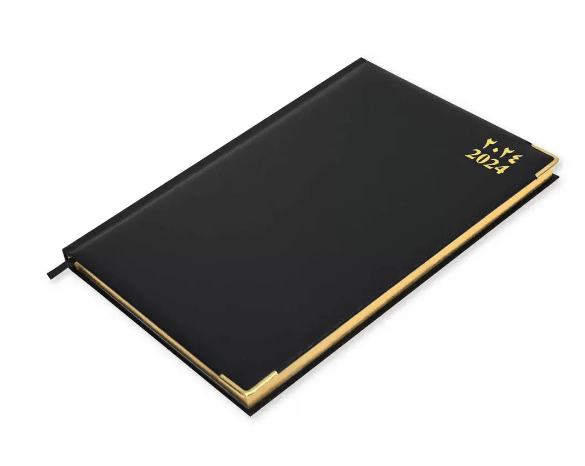 FIS A5 Golden Diary 2024 (Arabic/English) Black - FSDI19AEG21BK - Al Masam Stationery LLC