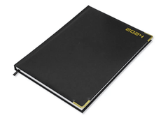 FIS Agenda Diary 2024 (English) 1 Side Padded, Gold Corners, Black - Al Masam Stationery LLC