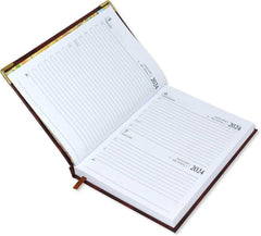 FIS Diary 2024 English (Friday &amp; Saturday Combined) A5, Brown - Al Masam Stationery LLC