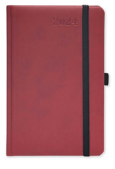 FIS French Diary 2024, PU 1 Side Padded, Round Corner, Maroon - Al Masam Stationery LLC