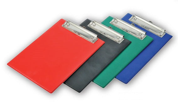 Clip Board used to clip on sheets of paper one behind the other. Also very helpful when you are on the move or to properly organise your papers when you are mobile. The same is also used by school and university level students as an examination board.