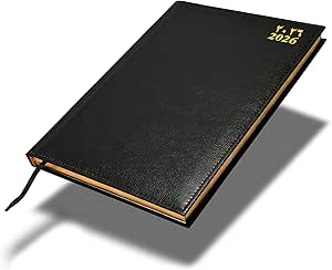 FIS Black A4 Vinyl Gold Edge Arabic-English 2026 Diary - FSDI43AEG26BK Main image