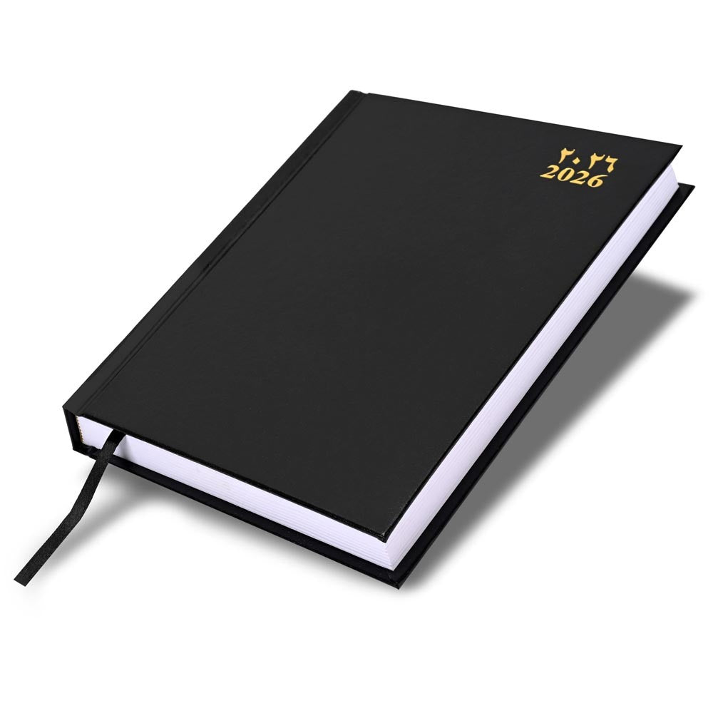 FIS Black A5 Arabic-English Padded Vinyl 2026 Diary-FSDI92AEN26BK Main image