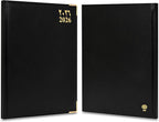 FIS Black A5 Gold-Corner Vinyl 2026 Diary - FSDI22AE26BK - Al Masam Stationery LLC