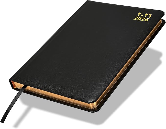 FIS Black A5 Gold-Edge Vinyl 2026 Daily Diary - FSDI23AEG26BK Main image