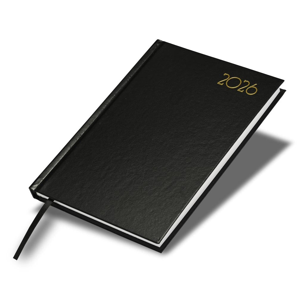 FIS Black A5 Hard Cover Vinyl 2026 Weekly Diary-FSDI90E26BK Main image