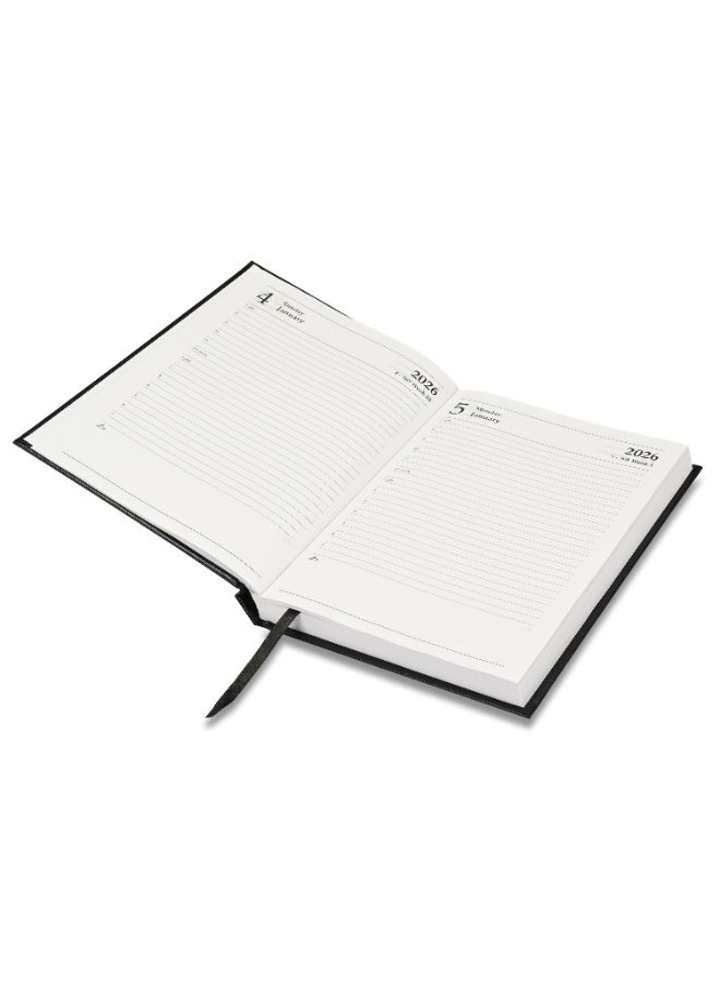 FIS Black A5 Padded Hard Cover Vinyl 2026 Diary-FSDI18E26BK - FSDI18E26BK - Al Masam Stationery LLC