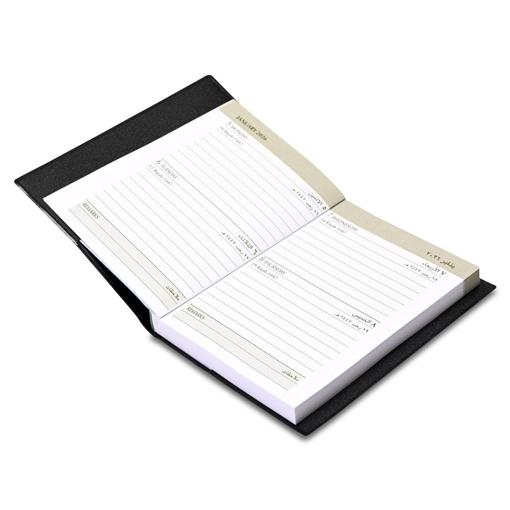 FIS Black Pocket PVC 2026 2-Day Diary - FSDI09AE26BK - Al Masam Stationery LLC