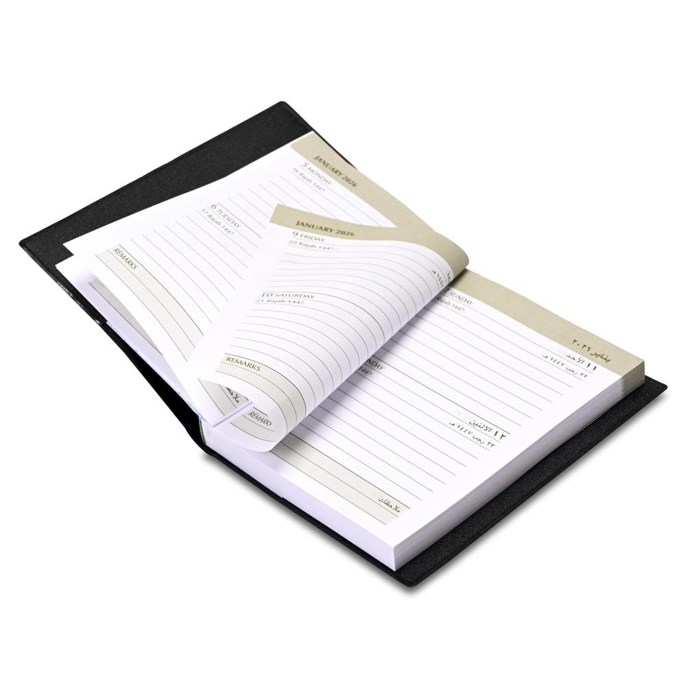 FIS Black Pocket PVC 2026 2-Day Diary - FSDI09AE26BK - Al Masam Stationery LLC