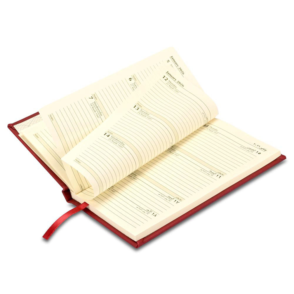 FIS Red Slim Vinyl 2026 Weekly Diary - FSDI51E26RE - Al Masam Stationery LLC