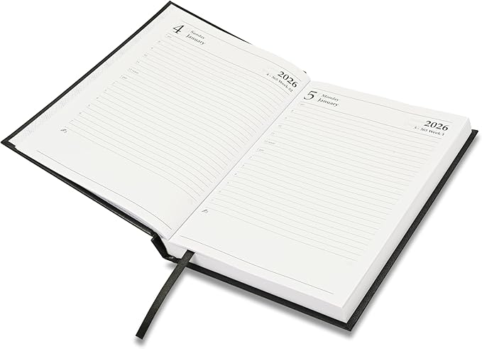 FIS Red A5 Arabic-English Hard Cover Vinyl 2026 Diary-FSDI21AE26RE - Al Masam Stationery LLC