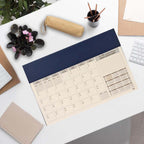 FIS Blue PU Flap 490x340mm Arabic-English 2026 Desk Planner - FSDKPAE26BL - Al Masam Stationery LLC