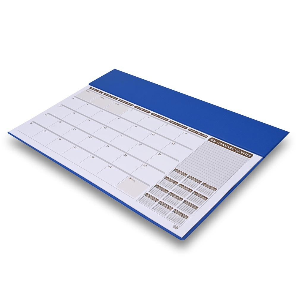 FIS Blue PVC 490x340mm English-French 2026 Desk Planner - FSDK2EF26BL Main image