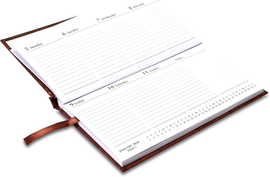 FIS Brown Slim Vinyl 2026 Weekly Diary - FSDI51E26BR - Al Masam Stationery LLC