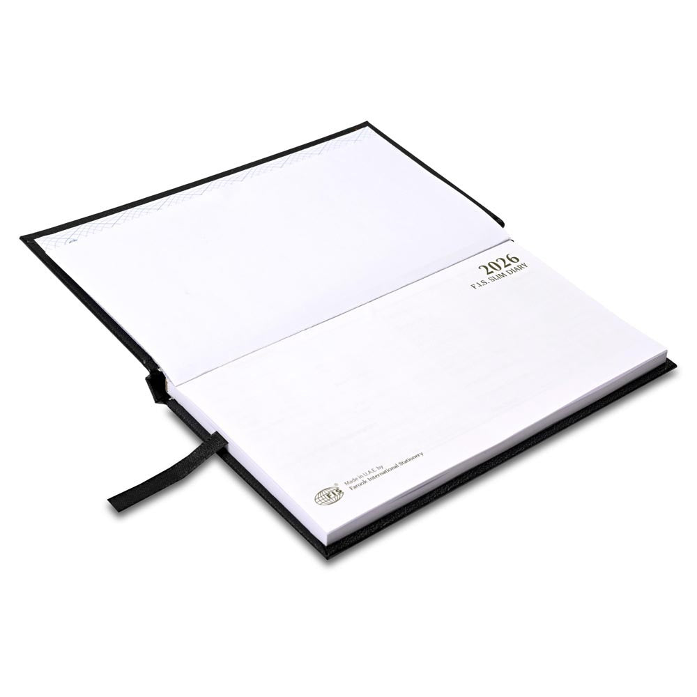 FIS Black Slim Vinyl 2026 Weekly Diary - FSDI51E26BK - Al Masam Stationery LLC
