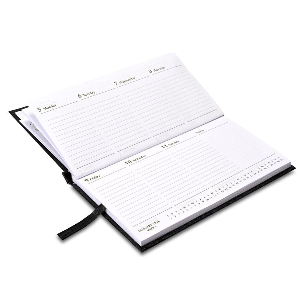 FIS Black Slim Vinyl 2026 Weekly Diary - FSDI51E26BK - Al Masam Stationery LLC