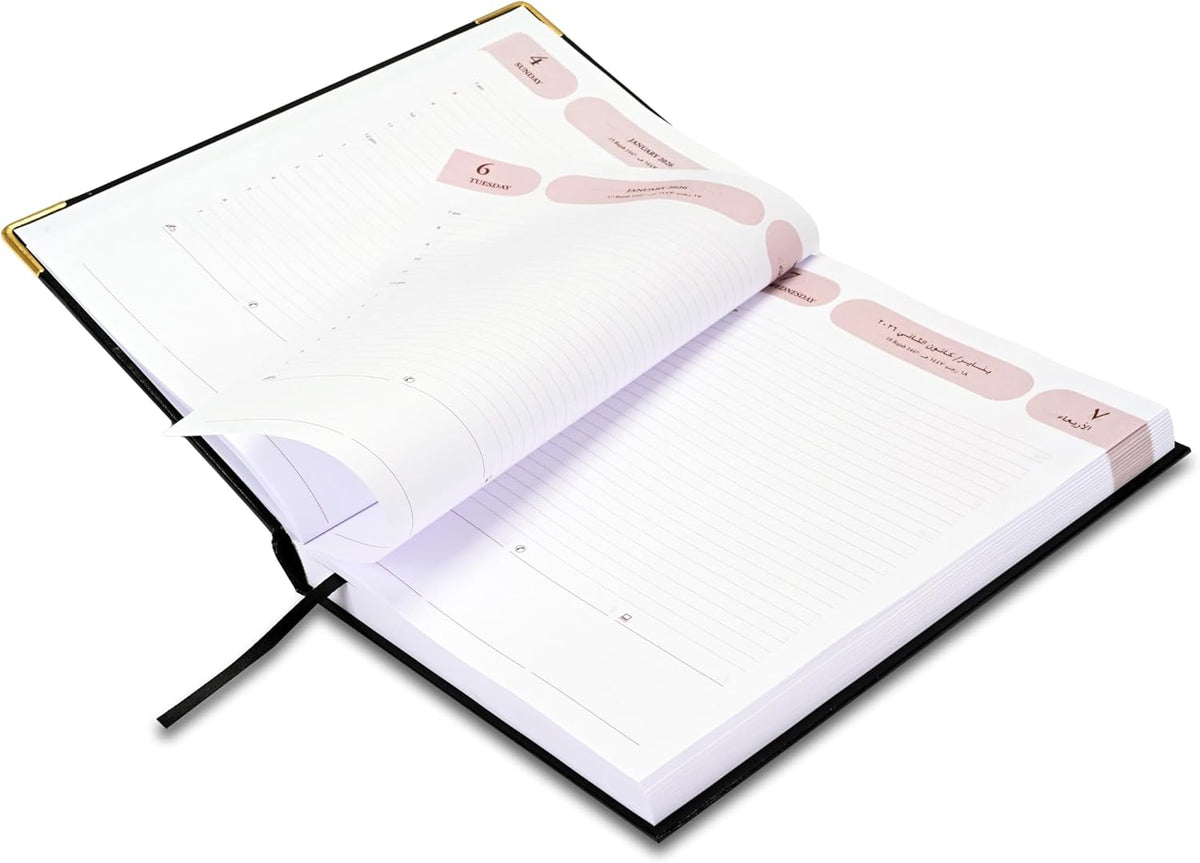 FIS Black 170×240 Hard Cover 2026 AE Diary - FSDI75AEV26BK - Al Masam Stationery LLC