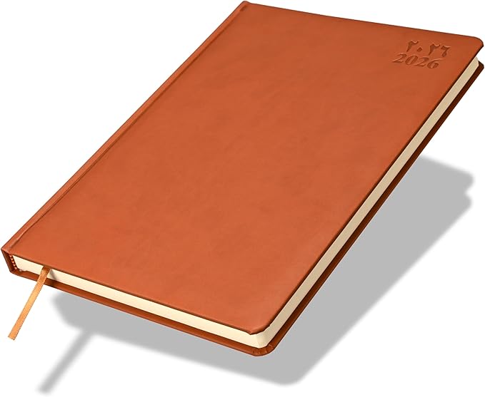 FIS Brown A4 PU Daily 2026 Arabic-English Diary - FSDI45AE26BR Main image
