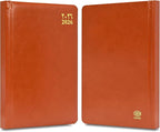 FIS Brown A5 Gold-Edge Vinyl 2026 Daily Diary - FSDI23AEG26BR - Al Masam Stationery LLC
