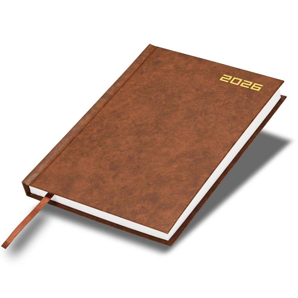 FIS Brown A5 Hard Cover Vinyl 2026 Diary-FSDI21E26BR Main image
