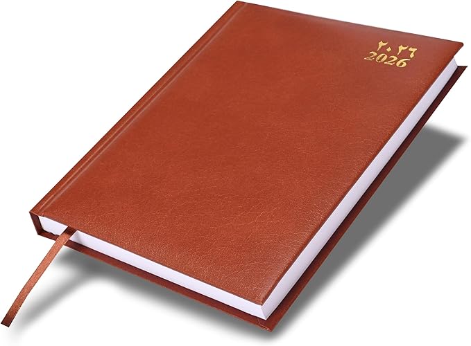 FIS Brown A5 Vinyl 2026 Daily Diary - FSDI18AE26BR Main image