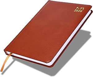 FIS Brown A5 Vinyl 2026 Daily Diary - FSDI23AE26BR Main image