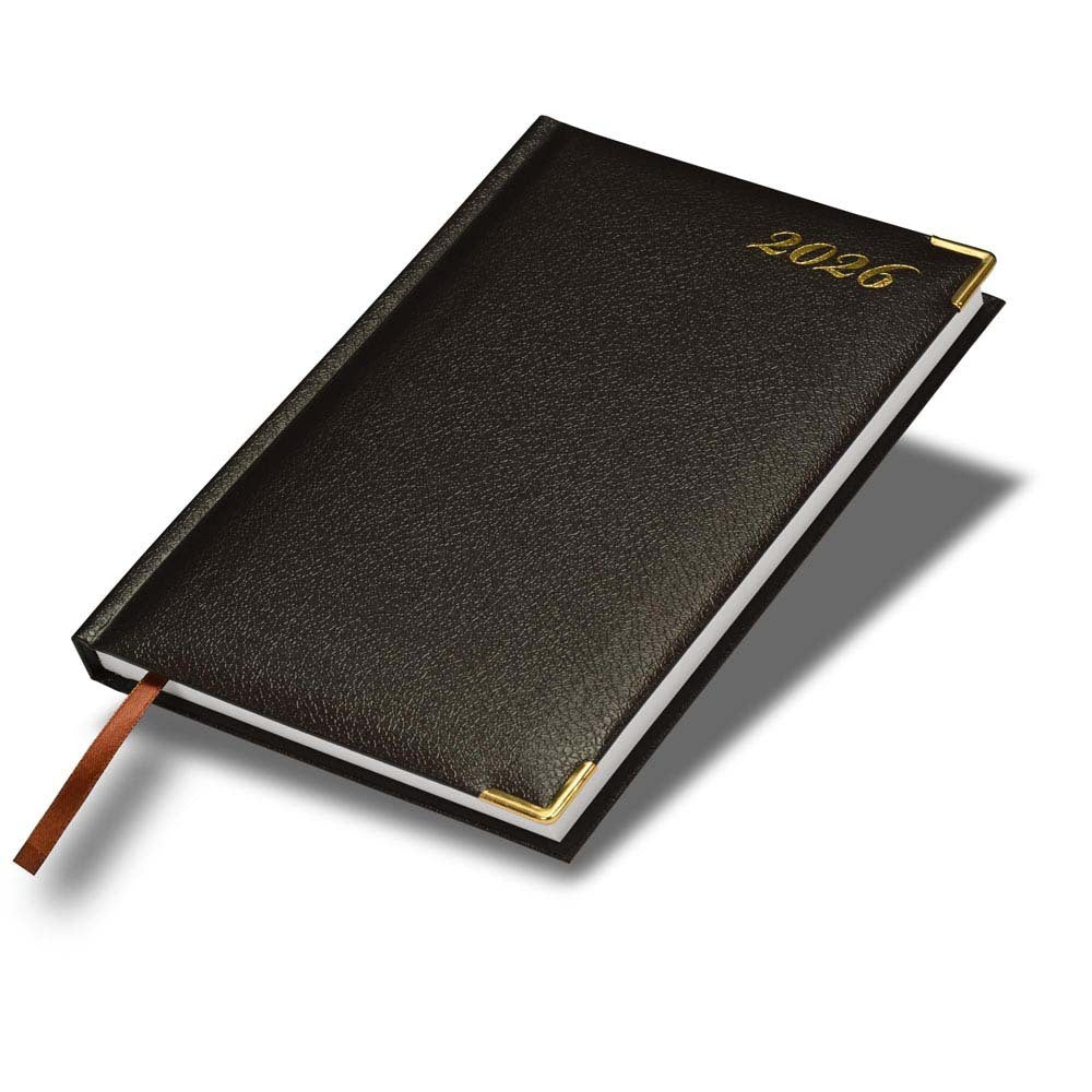 FIS Chocolate A5 Golden Corner Hard Cover Vinyl 2026 Diary-FSDI92E26CH Main image