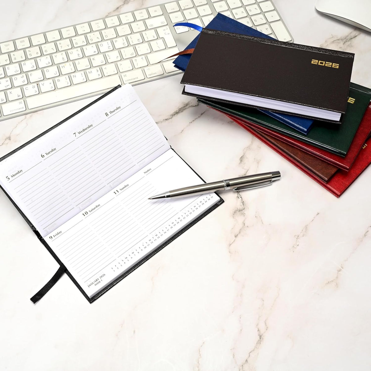 FIS Brown Slim Vinyl 2026 Weekly Diary - FSDI51E26BR - Al Masam Stationery LLC