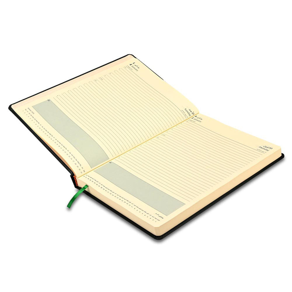 FIS Black A4 PU Daily 2026 Arabic-English Diary - FSDI45AE26BK - Al Masam Stationery LLC