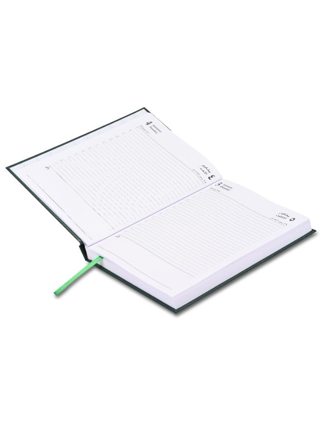 FIS Green A5 Arabic-English Hard Cover Vinyl 2026 Diary-FSDI21AE26GR - Al Masam Stationery LLC