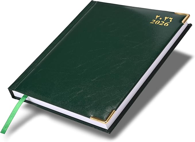 FIS Green A5 Gold-Corner Vinyl 2026 Diary - FSDI22AE26GR Main image