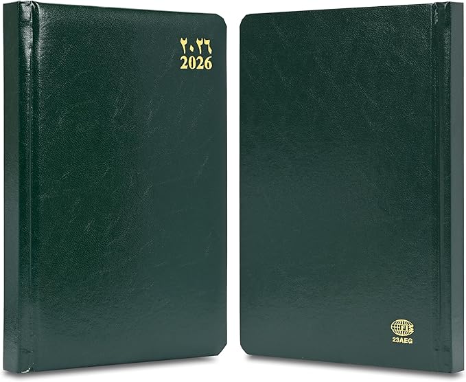 FIS Green A5 Gold-Edge Vinyl 2026 Daily Diary - FSDI23AEG26GR - Al Masam Stationery LLC