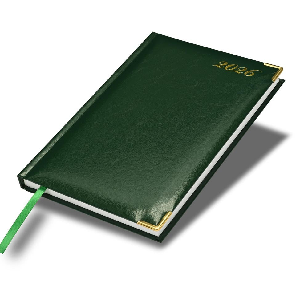FIS Green A5 Golden Corner Hard Cover Vinyl 2026 Diary-FSDI22E26GR Main image