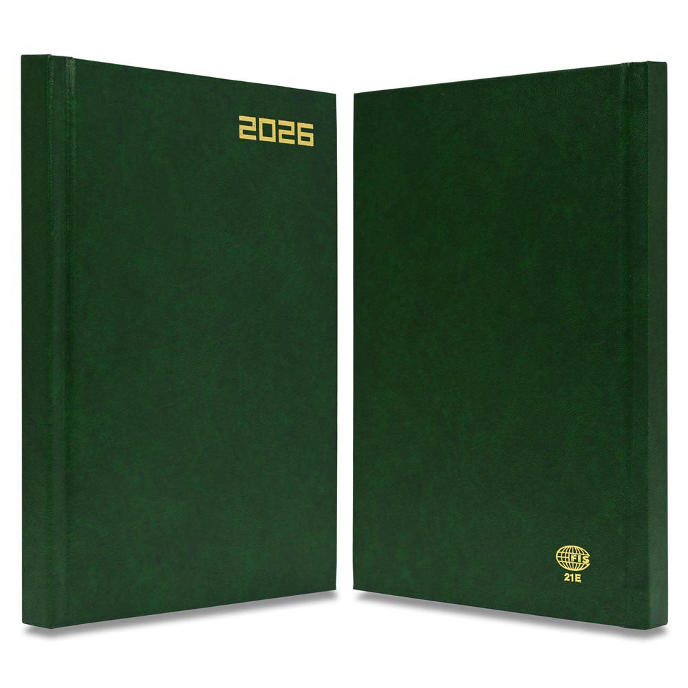 FIS Green A5 Hard Cover Vinyl 2026 Diary-FSDI21E26GR - Al Masam Stationery LLC
