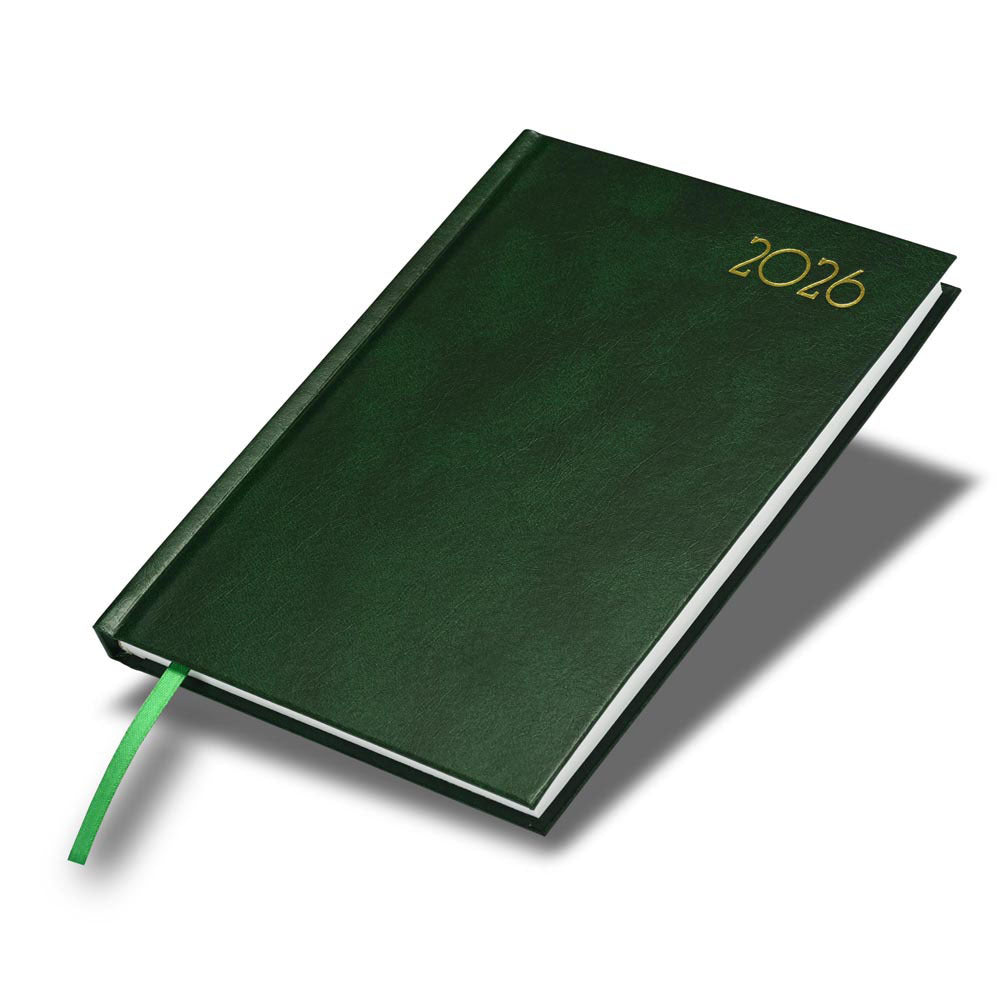 FIS Green A5 Hard Cover Vinyl 2026 Weekly Diary-FSDI90E26GR Main image