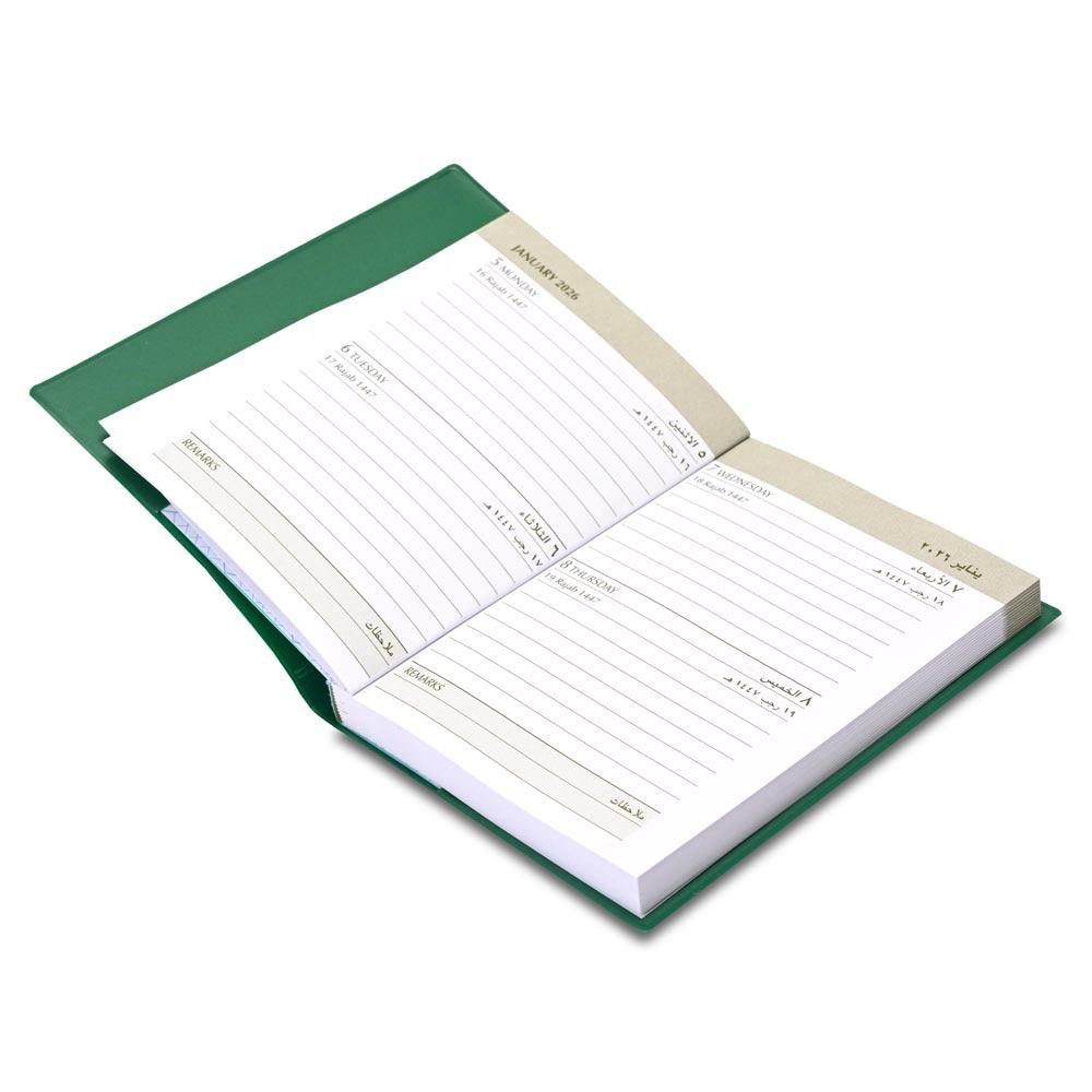 FIS Green Pocket PVC 2026 2-Day Diary - FSDI09AE26GR - Al Masam Stationery LLC