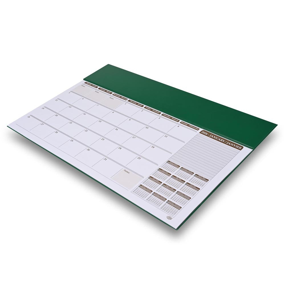 FIS Green PVC 490x340mm English-French 2026 Desk Planner - FSDK2EF26GR Main image