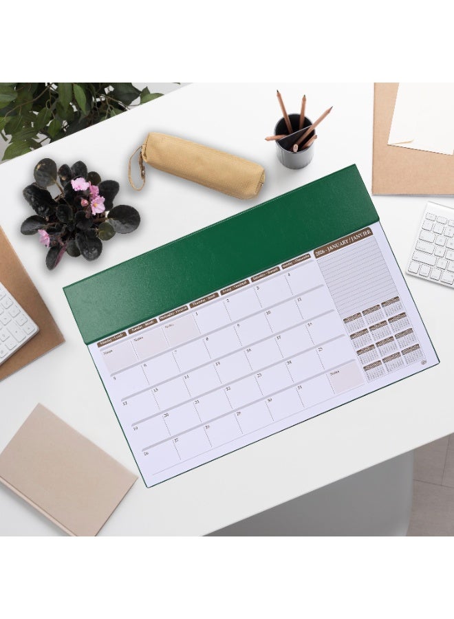 FIS Green PVC 490x340mm English-French 2026 Desk Planner - FSDK2EF26GR - Al Masam Stationery LLC