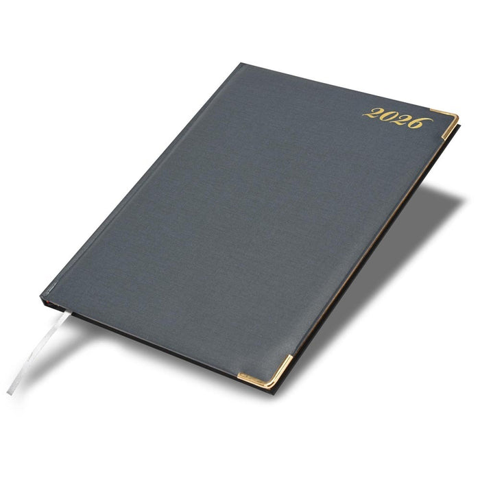 FIS Grey 210x260mm Padded English-French 2026 Diary-FSDI32EG26GY